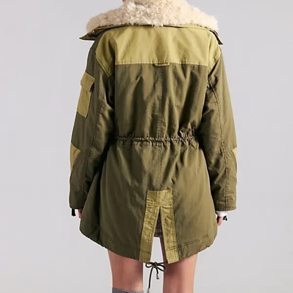 Free People Khaki Fur-Trimmed Utility Jacket - Picture 7 of 8